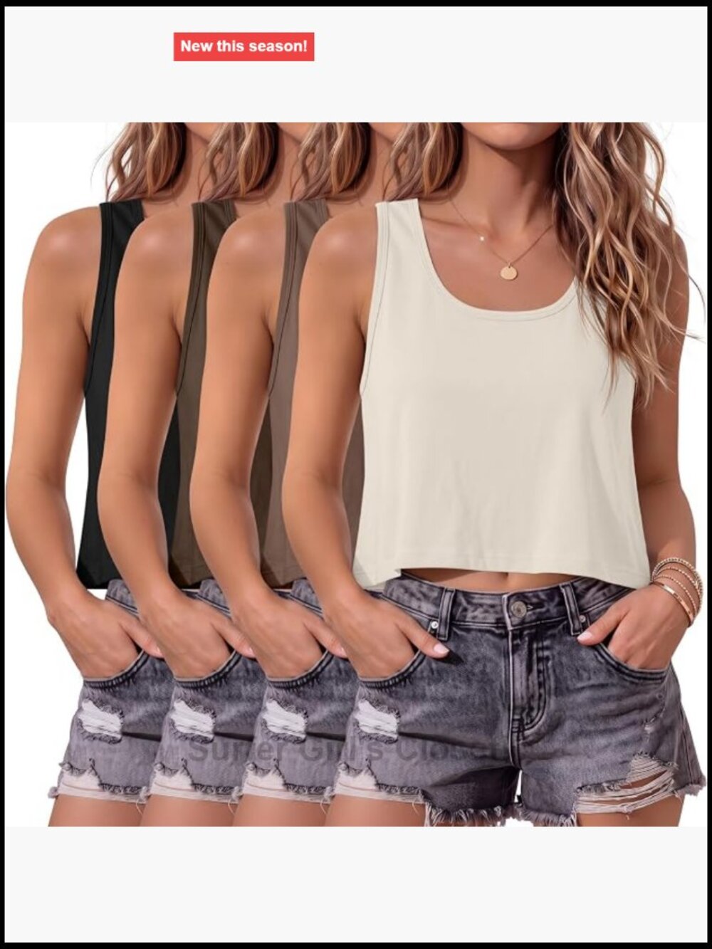 4 Pack Women's Sleeveless Scoop Neck Crop Tank Tops Soft Stretchy Casual